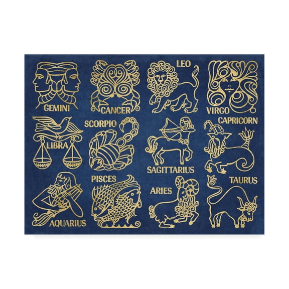 Trademark Fine Art 'What's Your Sign Blue Gold' Canvas Art by Wild Apple Portfolio