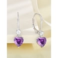 thumbnail image 4 of PYNZY Heart Dangle Drop Earrings, 925 Sterling Silver Earrings for Women with Amethyst Birthstones Leverback Jewelry for Gifts, 4 of 7