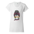 thumbnail image 3 of Messy Bun Salty AF | Cool Neon Leopard Print Bandana | Fashion Women's Standard V-Neck Tee, White, XL, 3 of 5