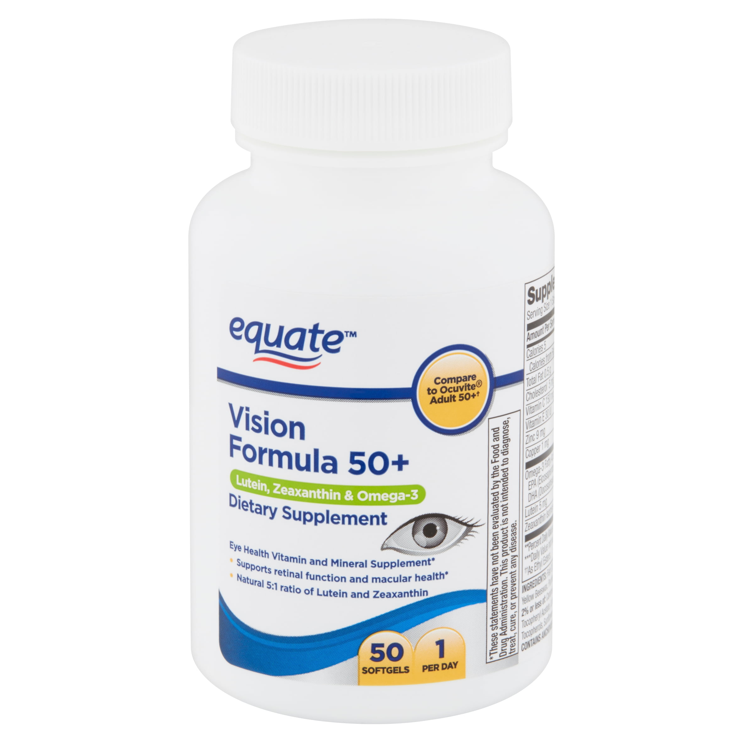 Equate Vision Formula 50+ Softgels, 50 Count - Walmart.com