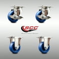 thumbnail image 2 of 3 Inch 316SS Solid Polyurethane Swivel Top Plate Caster Set 2 Brake 2 Rigid SCC, 2 of 2