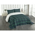 thumbnail image 3 of Ambesonne Tartan Quilted Bedspread Set 3 Pcs, Scottish Folklore Pattern, Queen Size, Dark Green Black, 3 of 5