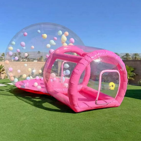 10ft Pink Inflatable PVC Bubble House, Dome Balloon Tent with Blower and Electric Pump for Family and Kids Birthday Parties