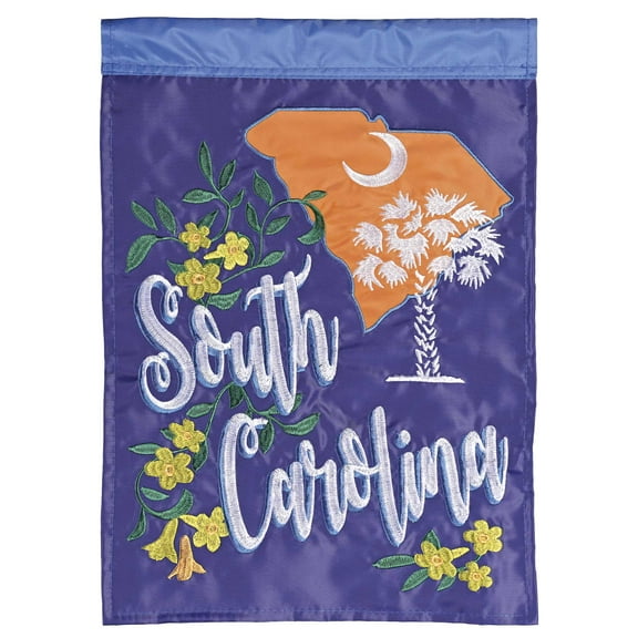 Dicksons Magnolia Garden South Carolina Palm Tree Crescent Moon Yellow Jasmine Flower Blue 18 x 13 Polyester Outdoor Garden Flag