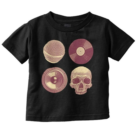 Vintage Skull Vinyl Record Music Toddler Boy Girl T Shirt Infant Toddler Brisco Brands 5T