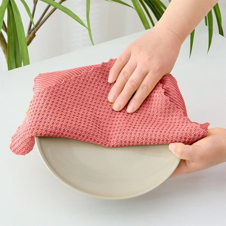 Vggrvlo 4PCS Kitchen Dish Towels Ultra Soft Absorbent Quick Drying Dish Towels for Home Kitchen Bathroom Clean Red 12x12 Inches