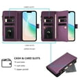 thumbnail image 4 of for iPhone 16 Pro Max Flip Wallet Case, PU Leather Protective Rugged Cover with Credit Card Slots Zipper Pocket, Shock-Absorbent Kickstand Magnetic Closure Lanyard & Shoulder Strap, Darkpurple, 4 of 10