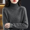 thumbnail image 4 of Sweaters For Women Autumn New Turtleneck Sweater Ladies Loose Large Size Thick Knitted Bottom Shirt Polyester Gray Size M-2Xl Oversized Sweaters For Women, 4 of 5