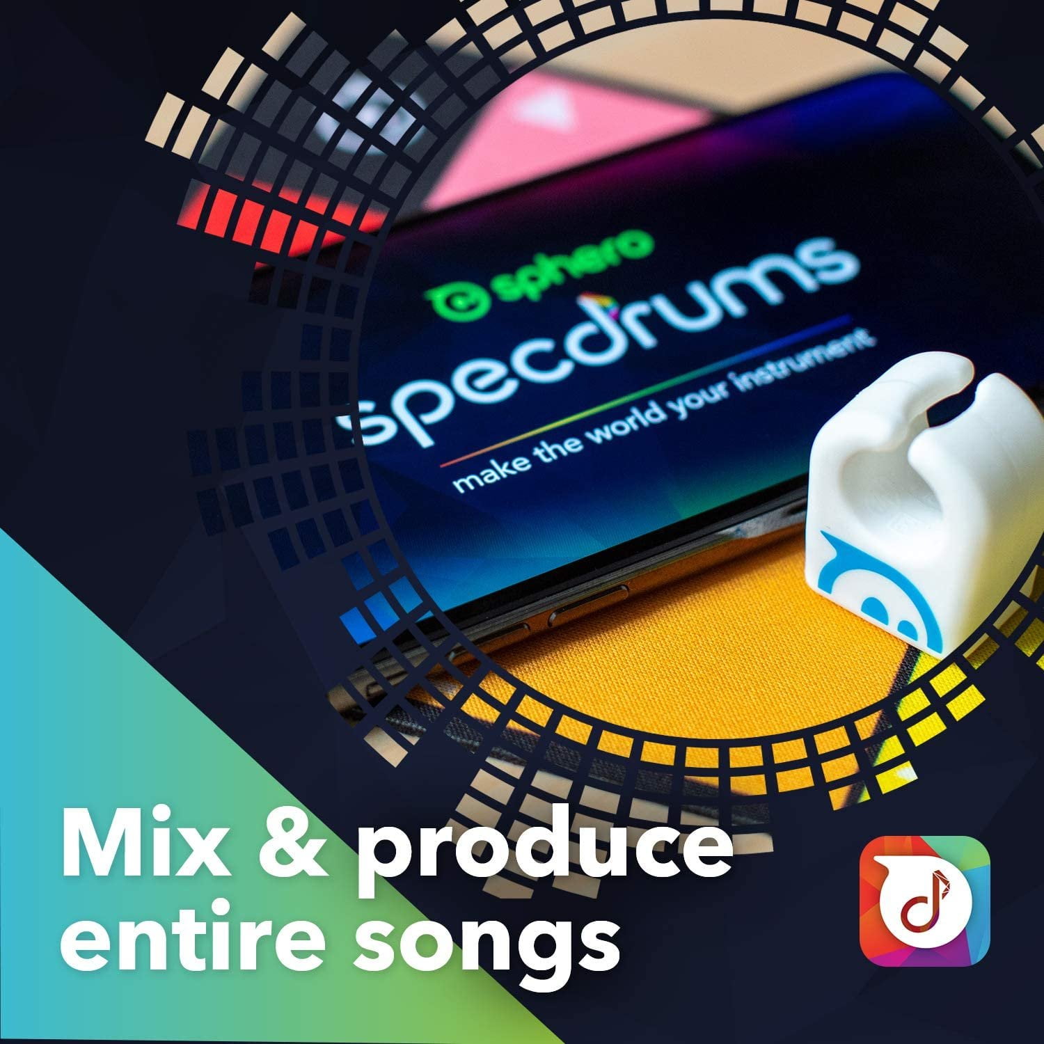 Sphero Specdrums (2 Rings) App-Enabled Musical Rings with Play Pad Included  - White (SD01WRW2), Package may vary