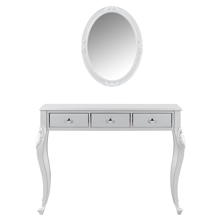 LiviNest Vanity Desk Console Table: 3-Drawer Jewelry Storage with Oval Mirror - 41 Inch Dressing Table for Bedroom & Entryway