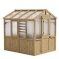 thumbnail image 4 of MeetLeisure 6.8 x 7.8 ft Solid Wood and Polycarbonate Walk-In Greenhouse, Spruce Wood Framed Hobby Greenhouse with Roof Vent, Horticultural Greenhouse with Automatic Vent Window, Natural, 4 of 19