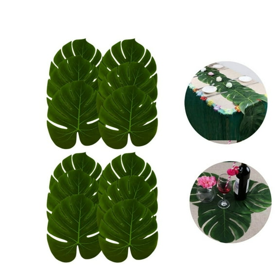 Artificial Tropical Monstera,13In Durable Large Green Fake Palm Leaf for Birthday Decor,Yayun Artificial Monstera Leaf for Party Decorations,12Pack