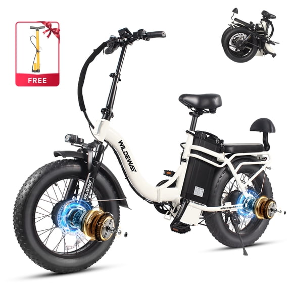 Wildeway SummitX Folding Dual Motors 2000W Mountain Bike for Adult, UL2849 48V 32Ah/60Ah Removable Battery Ebike 20X4"Fat Tire up to 28MPH & 160+ Miles Off Road Dual Hydraulic Disc Brake