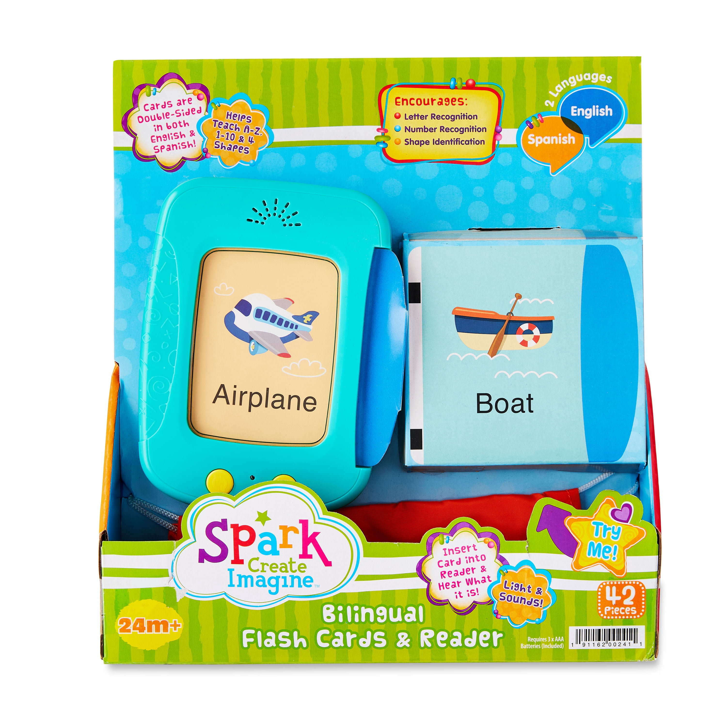 Spark.Create.Imagine Bilingual Flash Cards & Reader, 42 Pieces, for Early Language Development, Toddlers 24 Months+