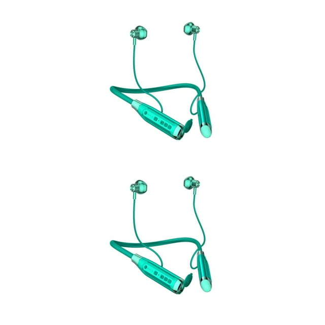 Inteprter Auricular para colgar en el cuello Compatible con Bluetooth Botón de carga rápida Tarjeta de memoria de control Auricular deportivo Verde Tipo 1 2Conjunto
