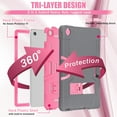 thumbnail image 4 of Decase Heavy Case for Lenovo Tab M10 Plus 2022 3rd Gen 10.6 Inch, Hybrid Shockproof Rugged Case with Built-in Kickstand, Gray+Rose, 4 of 9