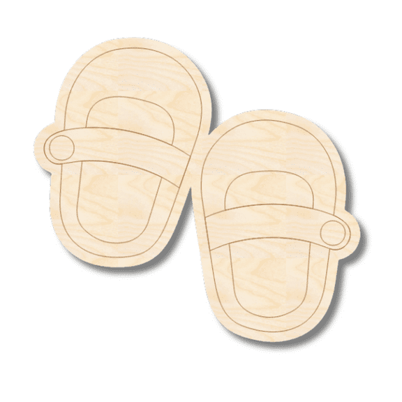 Unfinished Wood Etched Baby Shoes Shape 20" / 1/8"