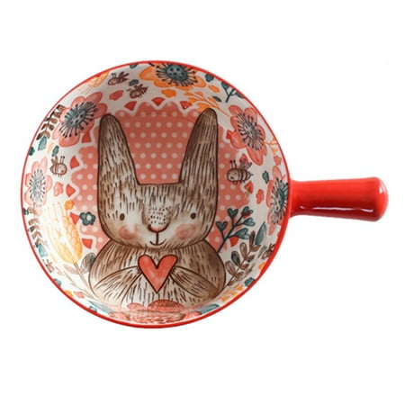 

Single Handle Ceramic Bowl Noodle Bowl Forest Animal Design Bowl 4
