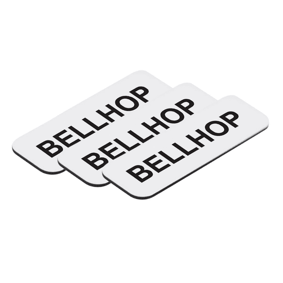 Bellhop 1 x 3" Name Tag/Badge, White, (3 Pack)