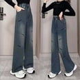 thumbnail image 2 of MEZZALL Kids Jeans Straight Leg Pants Girls Soft Comfortable Stretch Denim Trousers Casual Loose Fit Flared Bootcut For Youth Daily Wear Classic Toddler Cartoon Clothing, 2 of 8