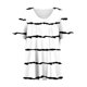 thumbnail image 4 of Qucoqpe - Blusa de talla grande para mujer, estilo informal, con estampado de rayas, cuello en V, manga corta, fruncida, para verano, en liquidación, 4 of 5