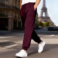 thumbnail image 4 of LWavelet Men's Tapered Joggers - Ribbed Cuffs Drawstring Waist Soft Fabric Comfortable Daily Casual Pants Wine XL, 4 of 5