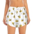 thumbnail image 2 of Picia Bee Pattern Women's 2 in 1 Athletic Running Shorts High Waisted Workout Casual Gym Sweat Shorts with Comfy Liner Zipper Pockets-Large, 2 of 9