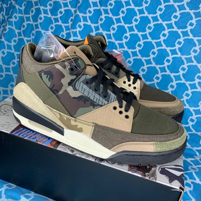 Ni - ke Ni - ke Air Jordan 3 Retro "Patchwork Camo" 2021 Men's Size 12.5