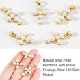 thumbnail image 3 of Shell Pearl Pendants with Brass Findings Cross Real 18K golden Plated 22x14.5x5mm Hole: 3.5x5mm Shell, 3 of 5
