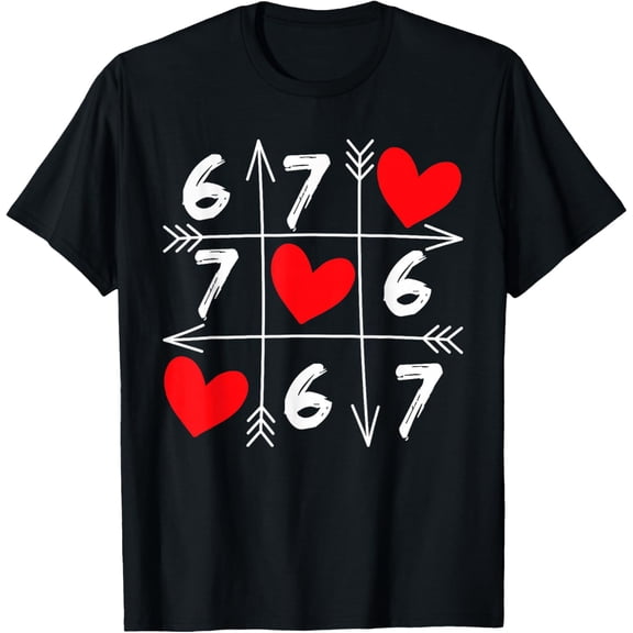 Six Seven 67 Meme Valentines Day Heart Womens T-Shirt