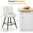 thumbnail image 3 of VINGLI 26" H Swivel Barstools Set of 2, PU Faux Leather Upholstered Counter Height Bar Stool with Back, Kitchen High Chairs with Cushion Round Seat, Metal Legs, White, 3 of 7