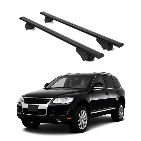 ERKUL Roof Rack Cross Bars for VW Volkswagen Touareg 2004-2010 | Aluminum Crossbars with Anti Theft Lock for Rooftop | Compatible with Raised Rails - Black