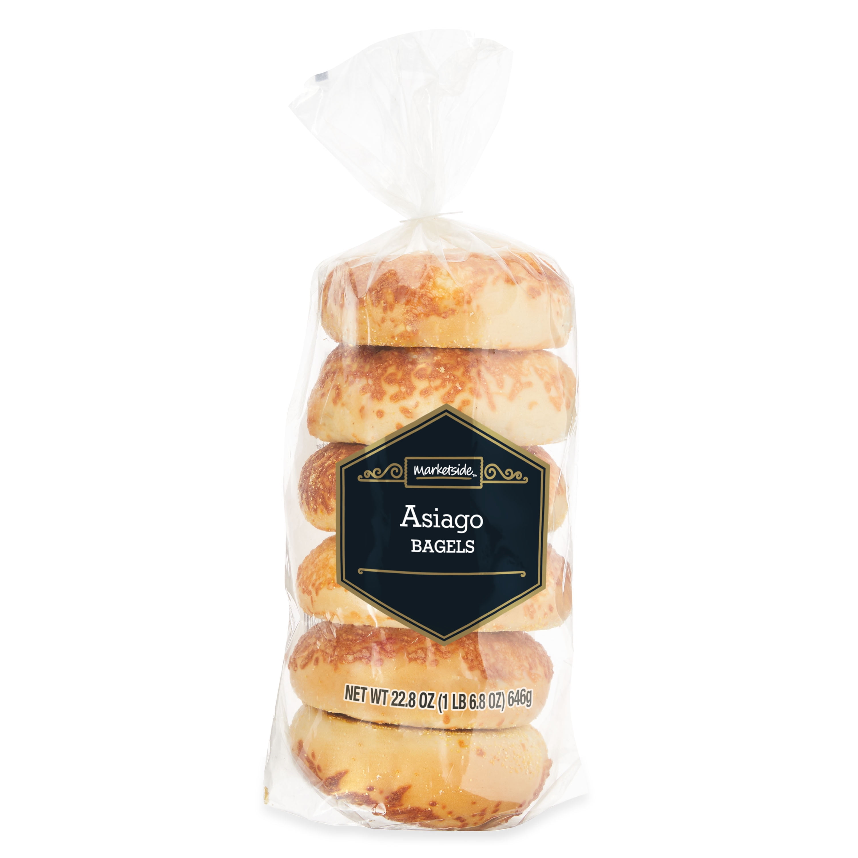 Marketside Asiago Cheese Bagels, 22.8 oz, 6 Count