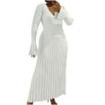 thumbnail image 2 of abtuhar Women's Casual Dresses,Long Dresses for Women,Plus Size Dresses,Women's Solid Color Knitted Dress with Casual Waist Cinched V-neck Stripe Knitted Dress White, 2 of 4
