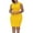 Yellow, variant on Summer Dresses Ndbuld Fashion Women Solid Color Round-Neck Short Ankle Sleeve High Waist Dress Skirt Blue L