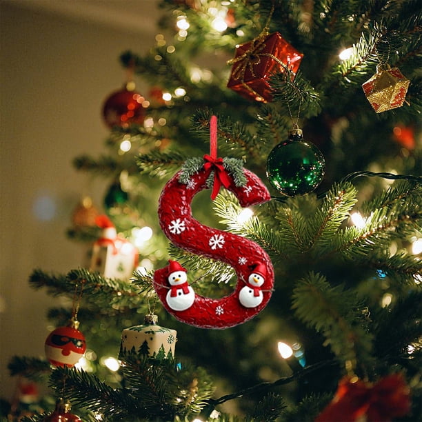 Uuiauoio 26-Piece Alphabet Christmas Ornaments Set with Holiday Designs, Acrylic Letter Tree Pendants for Decor, Festive Xmas Hanging Decorations for Home and Office Displays