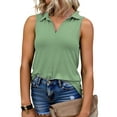 thumbnail image 2 of Summer Shirts for Women Plus Size Sleeveless Tops Casual Trendy V Neck Tunic Green 4XL, 2 of 6