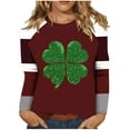 thumbnail image 2 of Cavosen Saint Patrick Day Womens Long Sleeve Tops Dressy Casual Festival Shamrock Green Print Blouse Pullover Round Neck Holiday Shirts Irish Vacation Novelty Tees Dressy Tshirts 3XL, 2 of 5