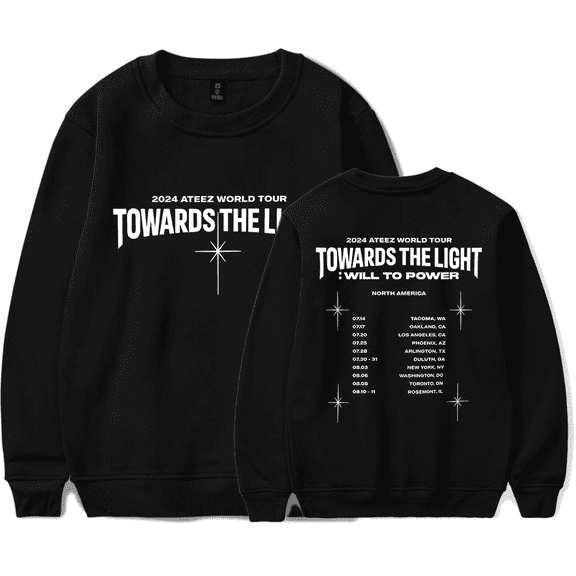 Ateez Merch Sweatshirt 2024 Ateez World Tour Towards The Light Crewneck Kpop Long Sleeve Hoodie Fashion Men Women Tracksuit Pullover Coat Fans Gift