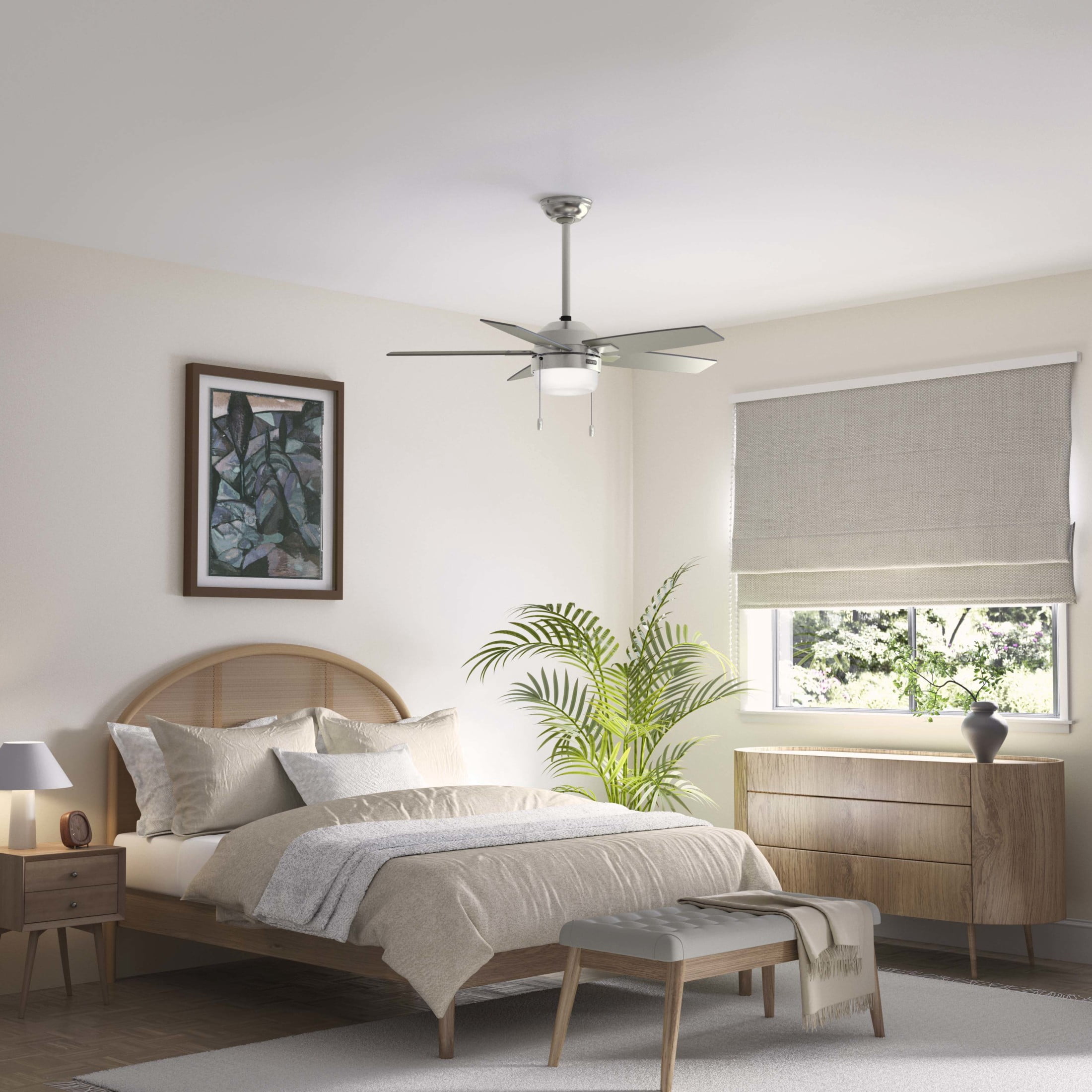 Hunter 44 inch Anisten Brushed Nickel Ceiling Fan with LED Light Kit and Pull Chain