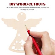 HAMPPLIES 30Pcs Angel Shape Wood Cutouts Unfinished Craft Supplies for Ornaments Khaki 3.1x3.1in Wooden Pieces