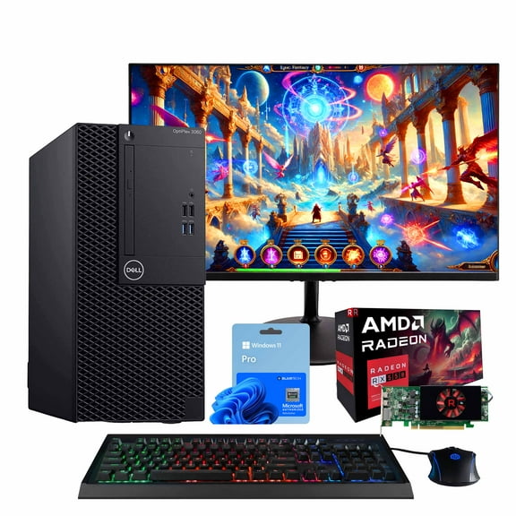 Restored Dell OptiPlex 3060 Tower PC, Intel i5 3.2GHz, 32GB RAM, 250GB NVMe   1TB SSD, Win 11 Pro, Gaming KBM, 24" Monitor – Blair Tech (Refurbished)