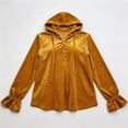 thumbnail image 4 of DHFJKG Velvet Hoodies For Women Ruffle Long Sleeve Button Pullover Sweatshirt Casual Fall Clothes, 4 of 4