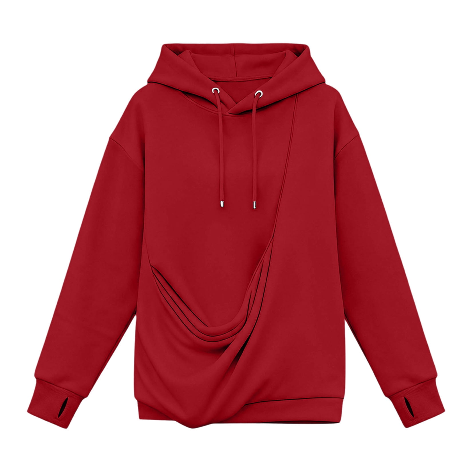 ZHOGXU Winter Hooded Sweatshirt For Women Long Sleeve Pet Pouch Hoodie For Cat Mom Comfort Pullover Tops Red M
