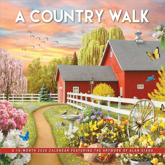 A Country Walk 2026 12 X 24 Inch (Hanging) Monthly Square Wall Calendar Featuring the Artwork of Alan Giana Plastic-Free, (Paperback)