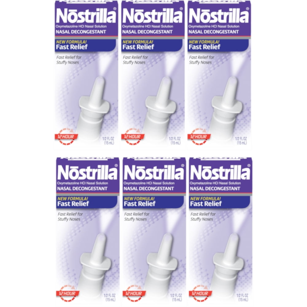 6 Pack Nostrilla Nasal Decongestant 12 Hour Fast Relief 15 ml for Stuffy Noses