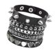thumbnail image 1 of Pulsera punk,Pulseras góticas de cuero sintético para mujeres y hombres,Juego de 3 pulseras con remaches punk de 22 cm de largo,Conjunto de pulseras anchas de punk rock,regalo de, 1 of 9