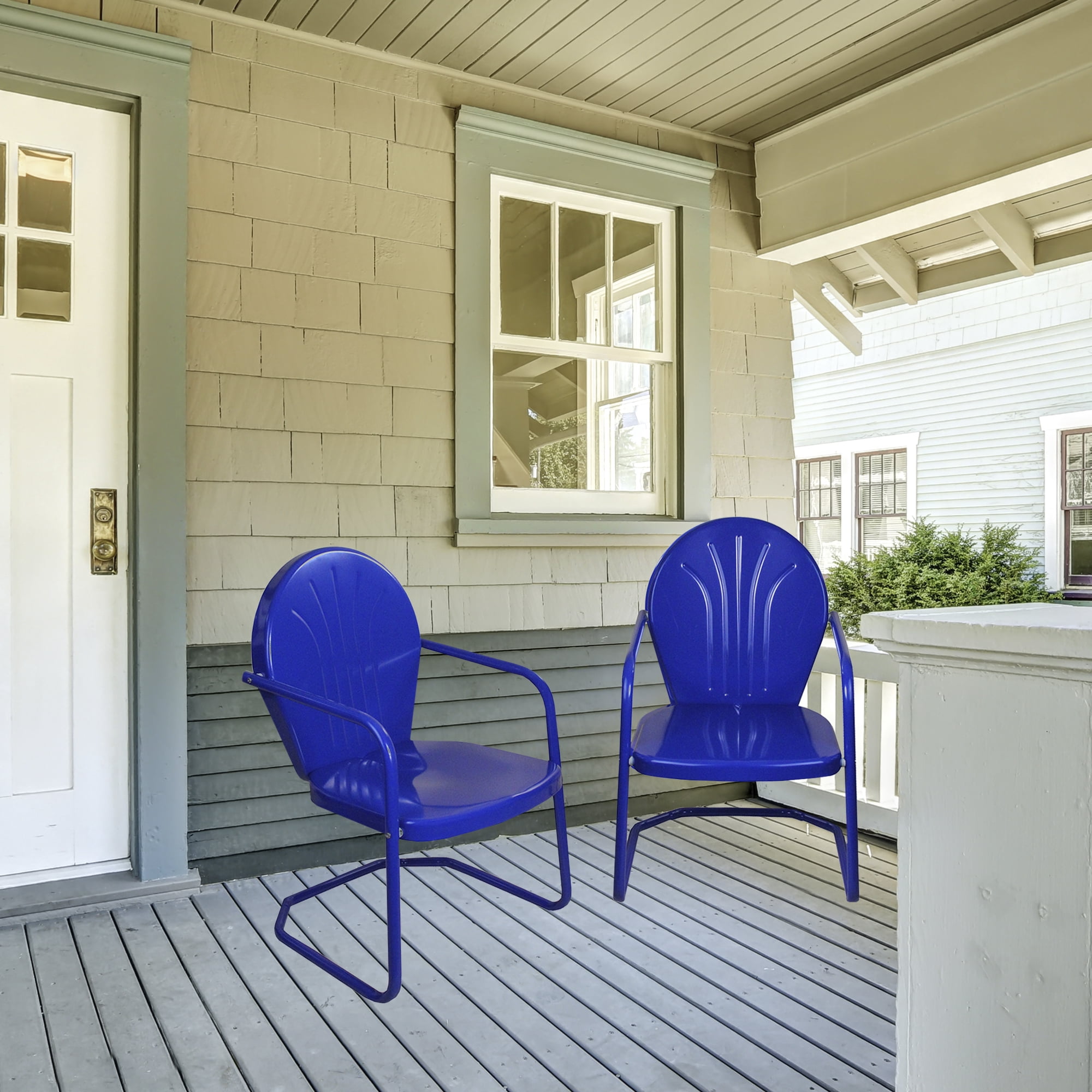 34-Inch Outdoor Retro Tulip Armchair, Blue