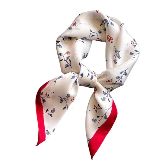 Elegant Neck Scarves Floral Print Neckerchief Head Scarf for Business Women