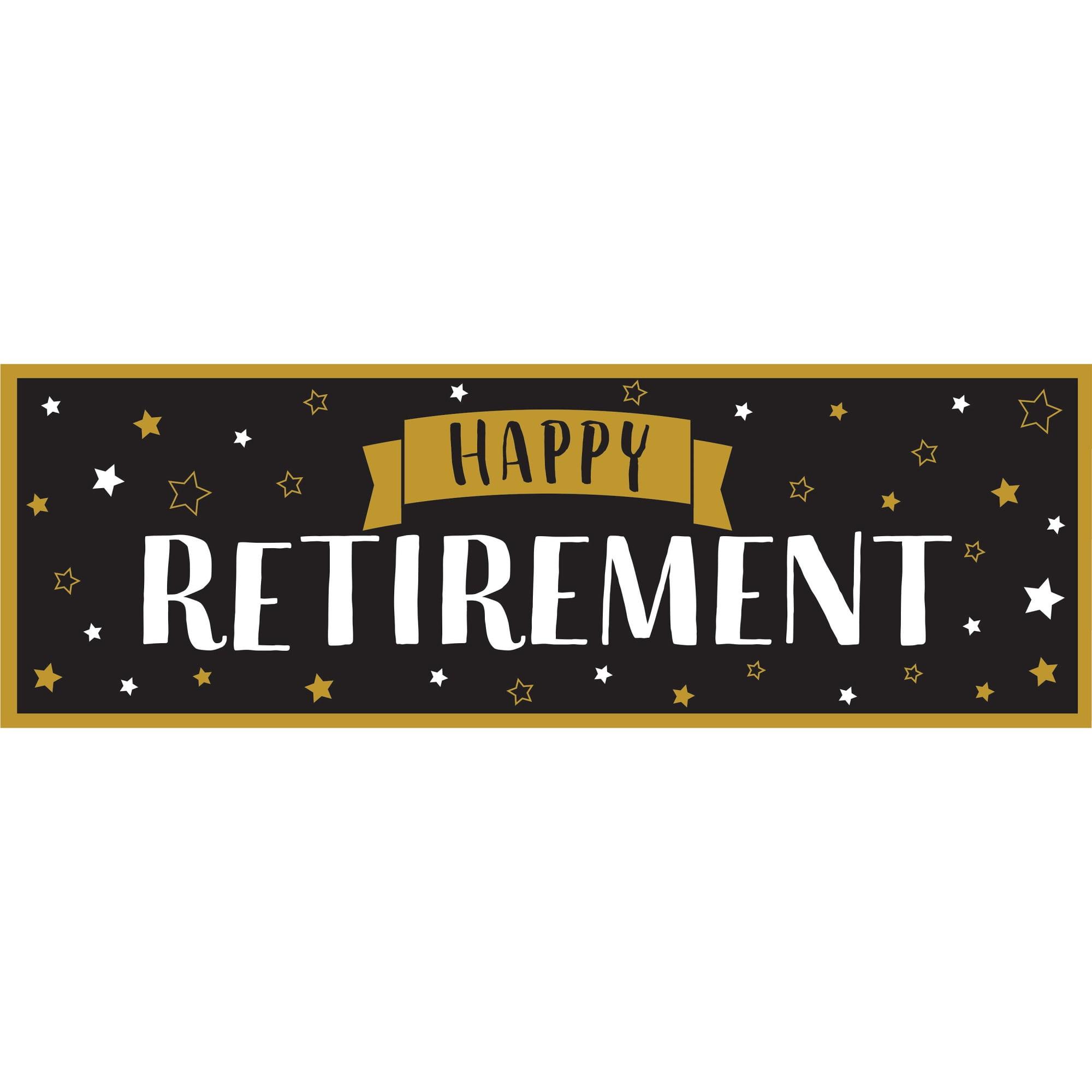 Pack of 6 Black and Gold &quot;HAPPY RETIREMENT&quot; Rectangular Party Banners